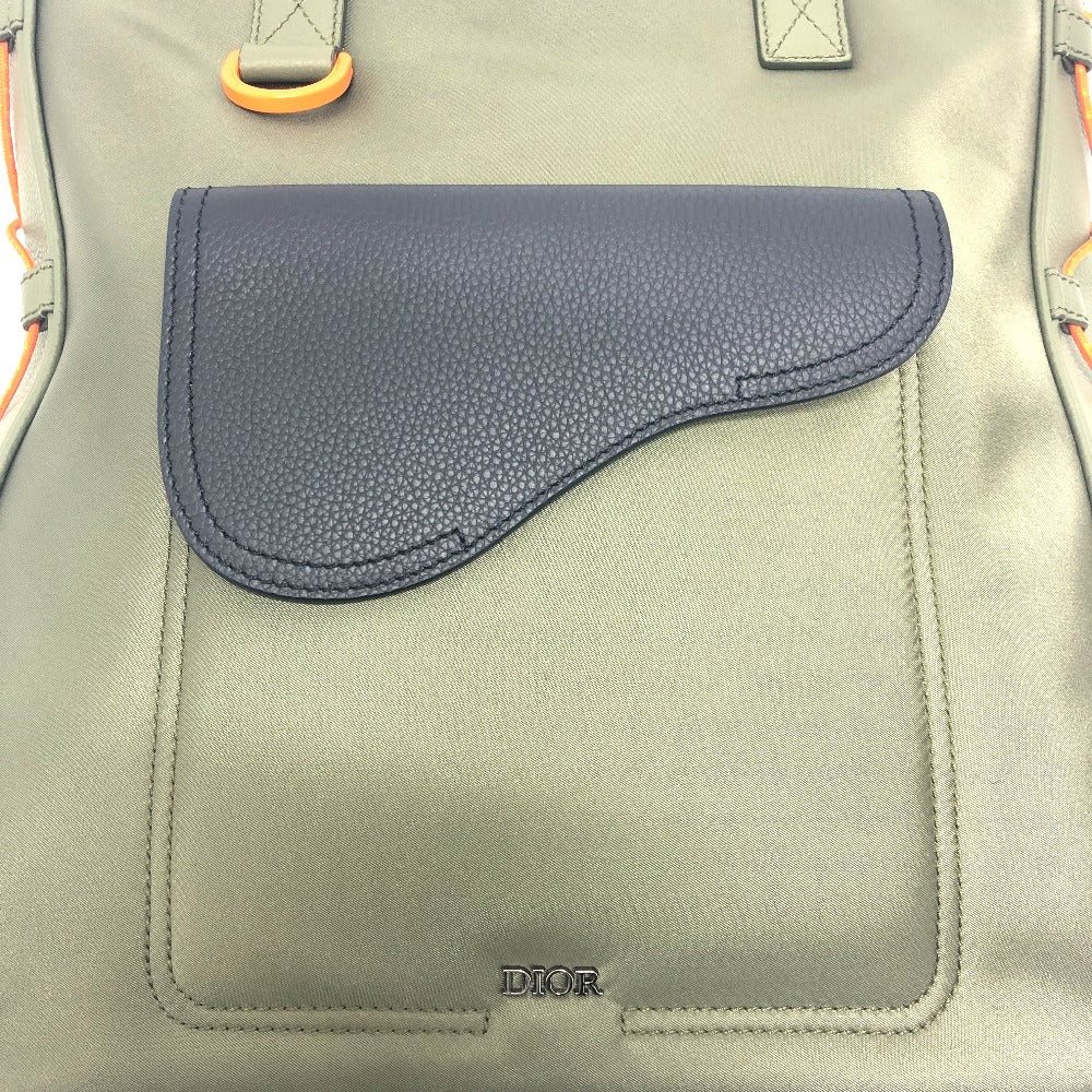 Dior Tote Bag 1ADSH198USF Nylon, Leather khaki sacai collaboration Saddle bag mens Used Authentic