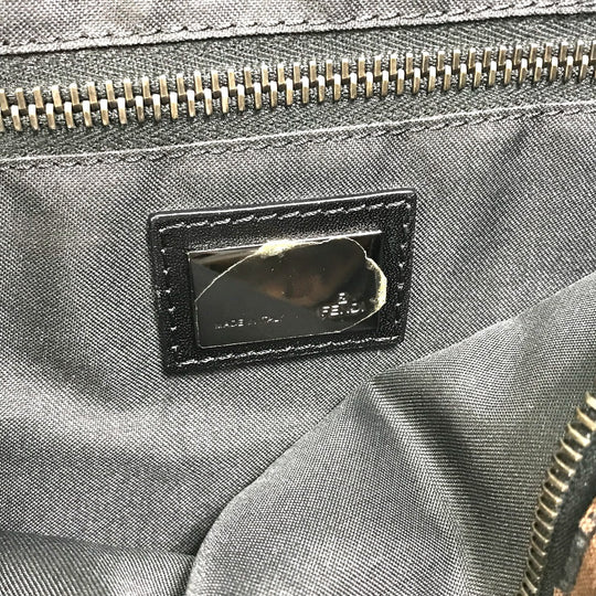 FENDI Handbag Canvas / leather Brown Zucchino Women Used Authentic