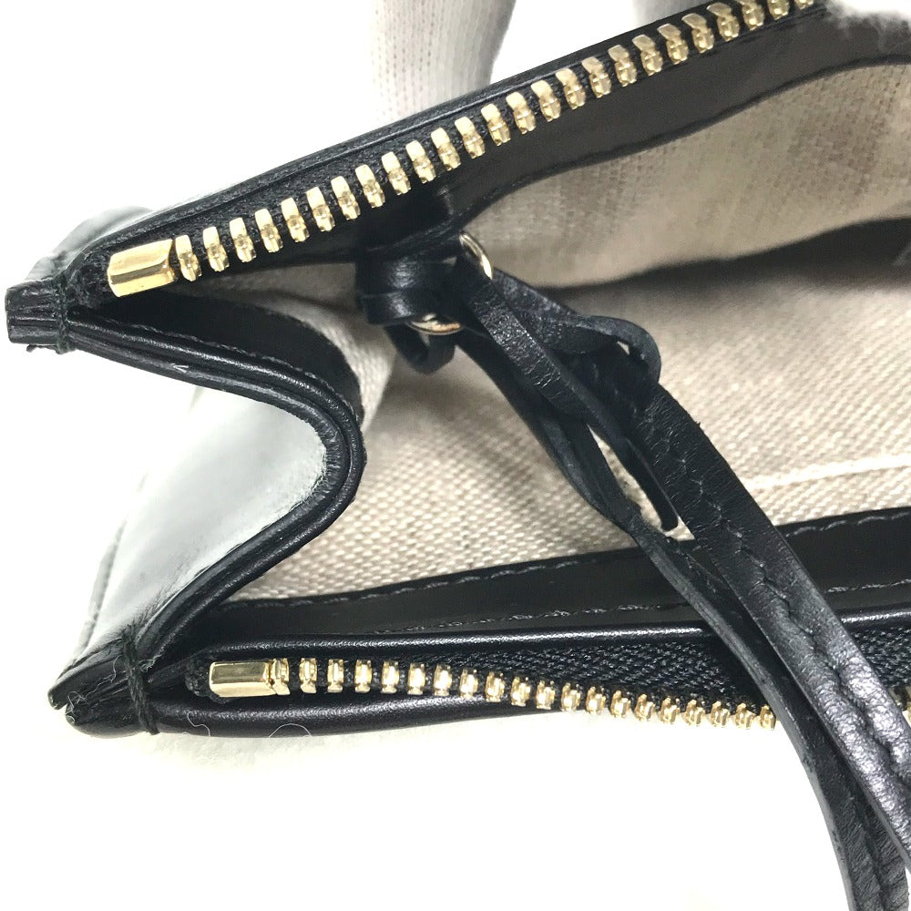 BALENCIAGA Clutch bag 347238 Leather, Mouton Black White logo Women Used Authentic