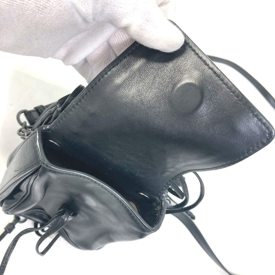 BOTTEGAVENETA Shoulder Bag leather black INTRECCIATO Pochette Crossbody