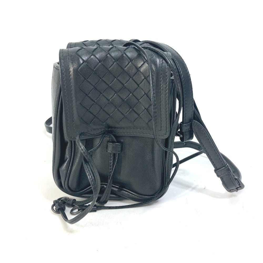 BOTTEGAVENETA Shoulder Bag leather black INTRECCIATO Pochette Crossbody