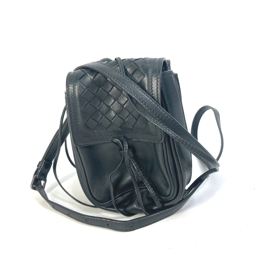 BOTTEGAVENETA Shoulder Bag leather black INTRECCIATO Pochette Crossbody