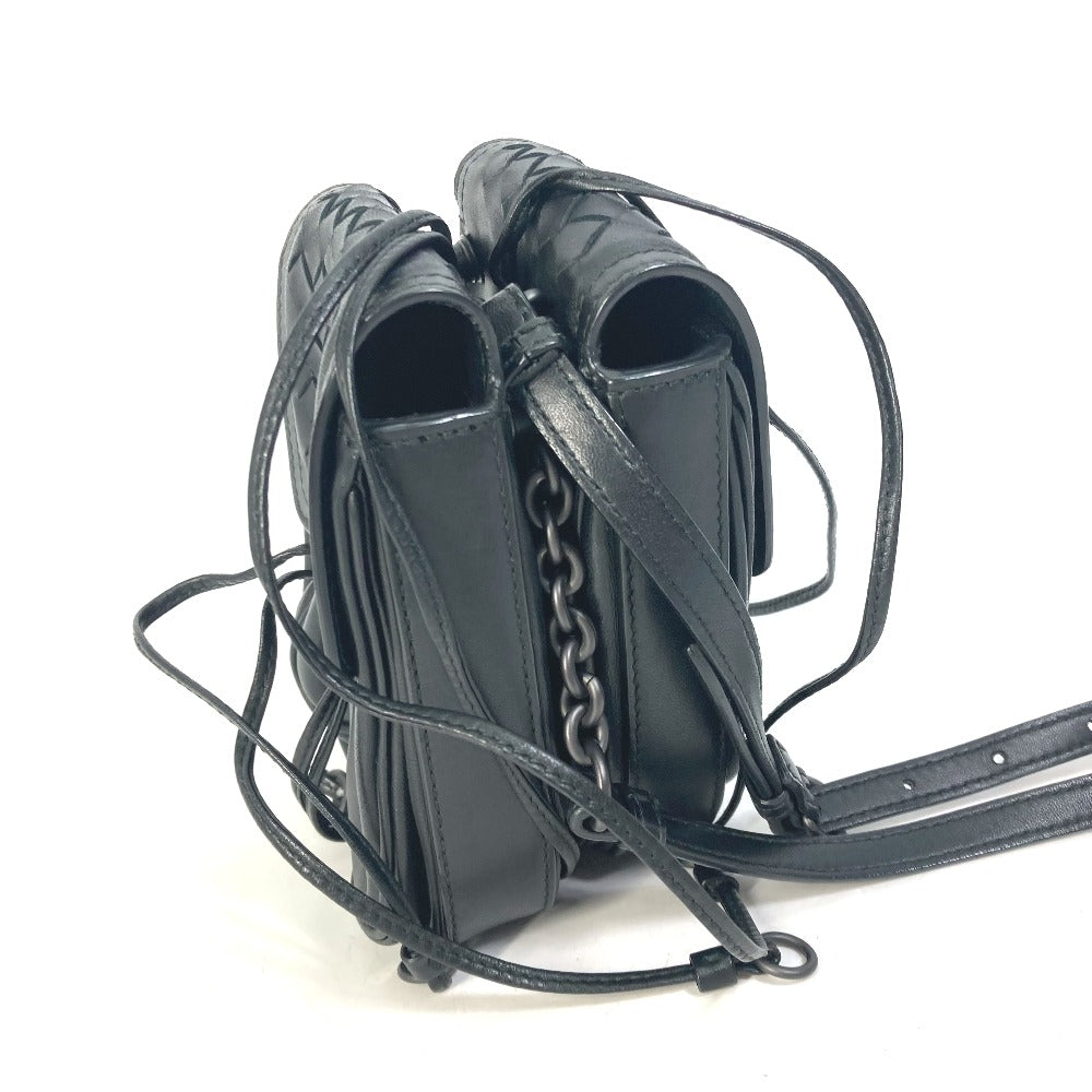 BOTTEGAVENETA Shoulder Bag leather black INTRECCIATO Pochette Crossbody
