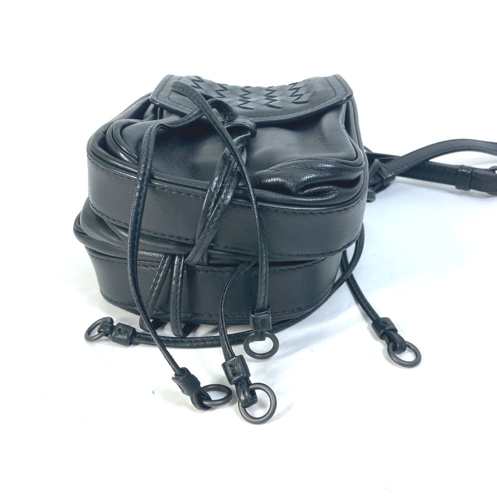 BOTTEGAVENETA Shoulder Bag leather black INTRECCIATO Pochette Crossbody