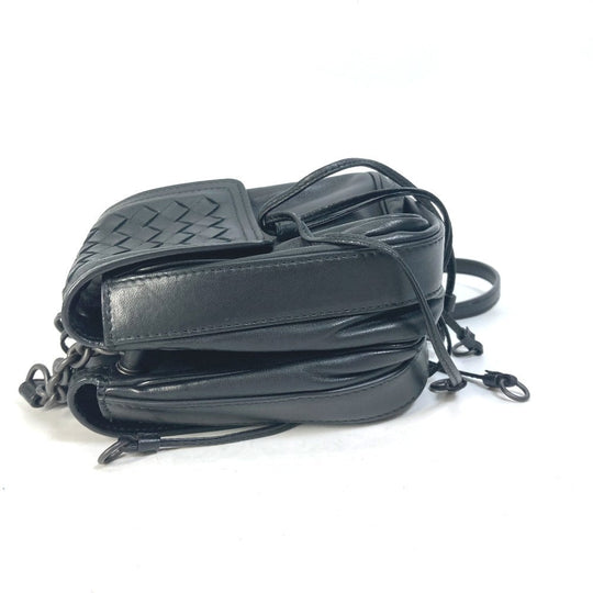BOTTEGAVENETA Shoulder Bag leather black INTRECCIATO Pochette Crossbody