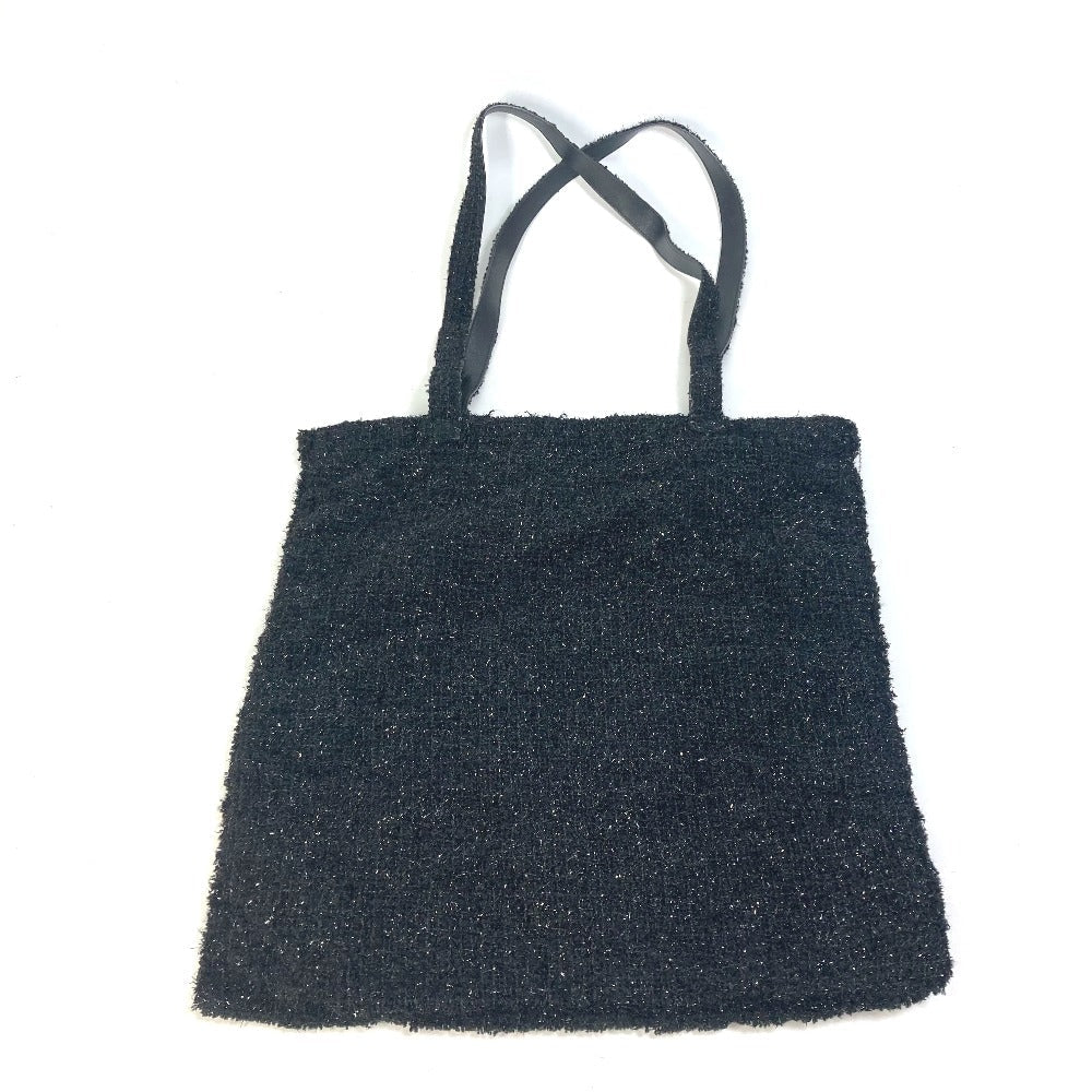 CHANEL Tote Bag A94646 tweed black CC COCO Mark Rhinestone Pearl Robot Large Chain Women Used Authentic