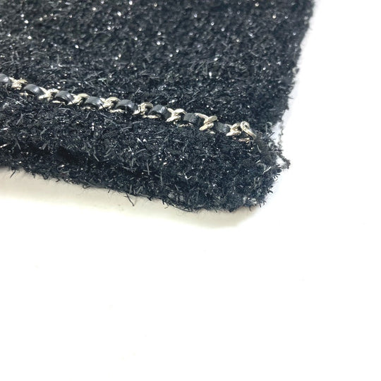 CHANEL Tote Bag A94646 tweed black CC COCO Mark Rhinestone Pearl Robot Large Chain Women Used Authentic