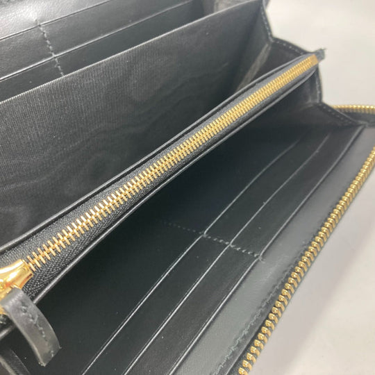 GUCCI Long Wallet Purse 723784 leather black Long wallet GG Matelasse Zip Around Wallet mens Used Authentic