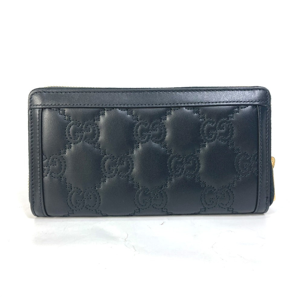 GUCCI Long Wallet Purse 723784 leather black Long wallet GG Matelasse Zip Around Wallet mens Used Authentic