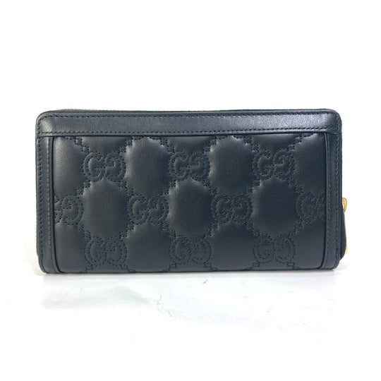GUCCI Long Wallet Purse 723784 leather black Long wallet GG Matelasse Zip Around Wallet mens Used Authentic
