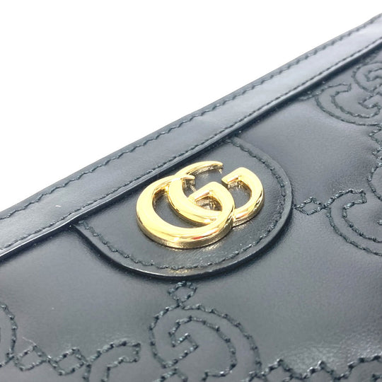GUCCI Long Wallet Purse 723784 leather black Long wallet GG Matelasse Zip Around Wallet mens Used Authentic