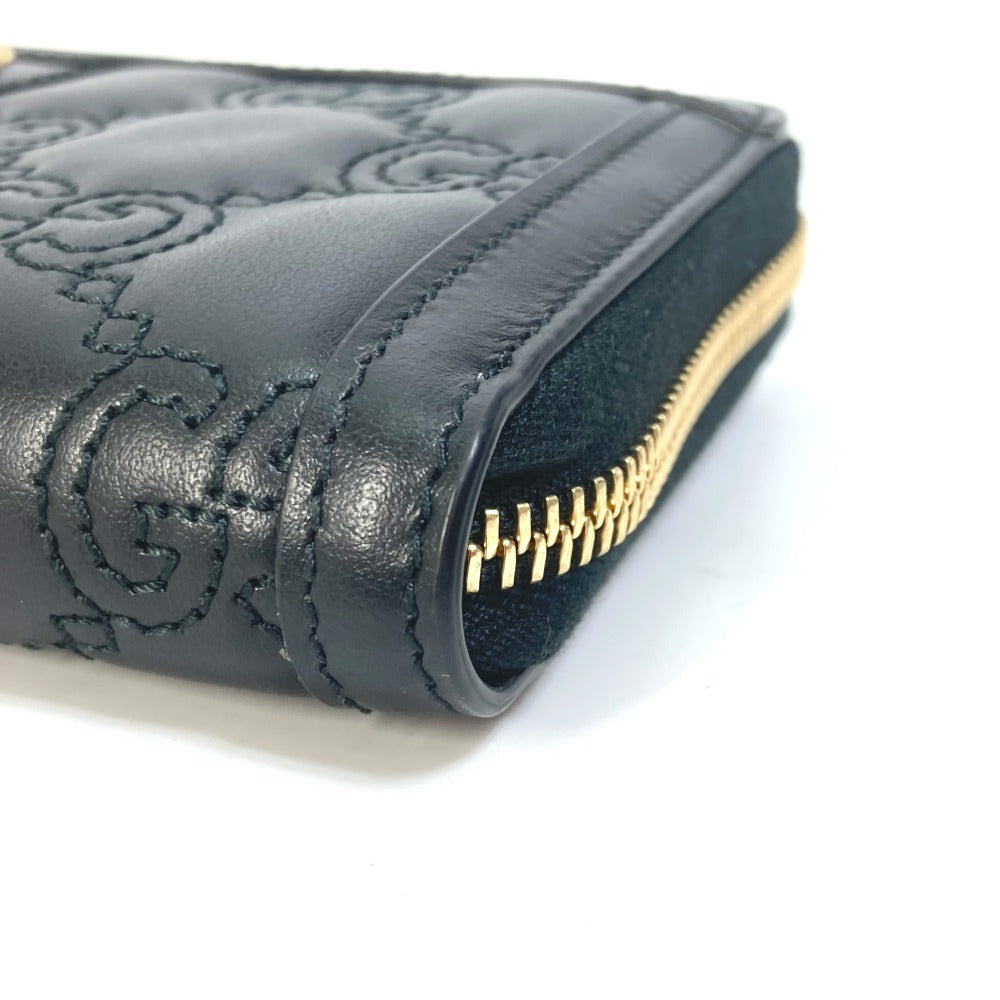 GUCCI Long Wallet Purse 723784 leather black Long wallet GG Matelasse Zip Around Wallet mens Used Authentic