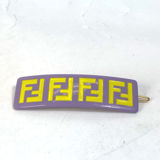 FENDI Valletta JFP402 acetate purple hairpin FF hair clip logo Kids Used Authentic