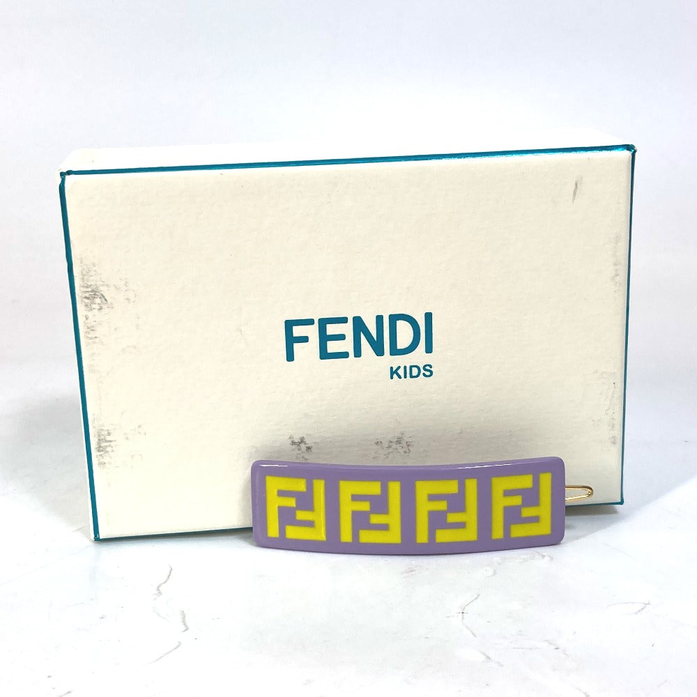 FENDI Valletta JFP402 acetate purple hairpin FF hair clip logo Kids Used Authentic