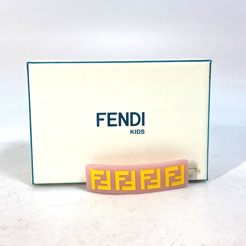 FENDI Valletta JFP402 acetate pink hairpin FF hair clip logo Kids Used Authentic