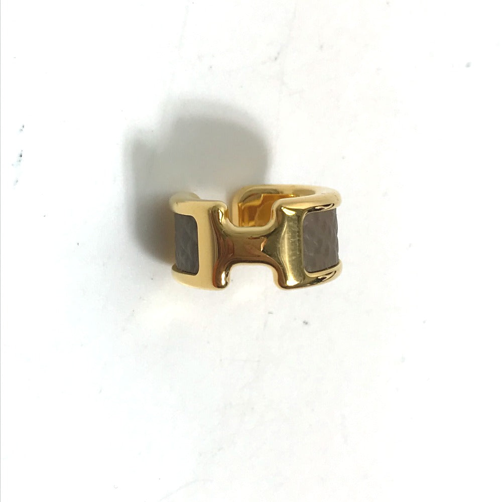 HERMES Earring Gold Plated , Epsom gold Olympe Ear Cuff PM Women Used Authentic