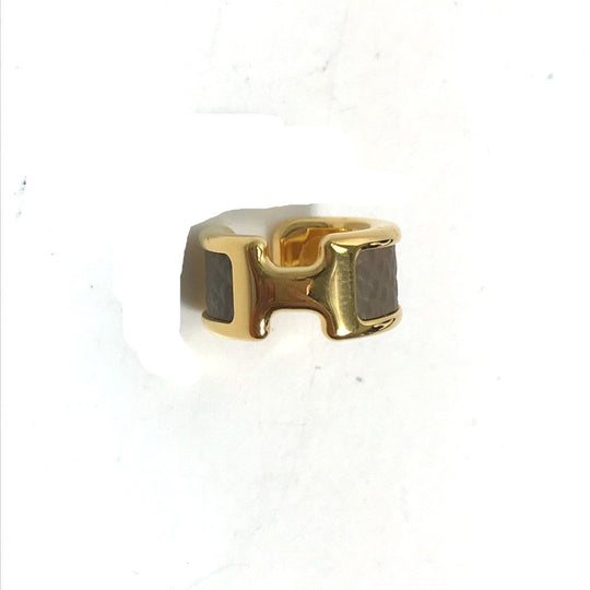 HERMES Earring Gold Plated , Epsom gold Olympe Ear Cuff PM Women Used Authentic
