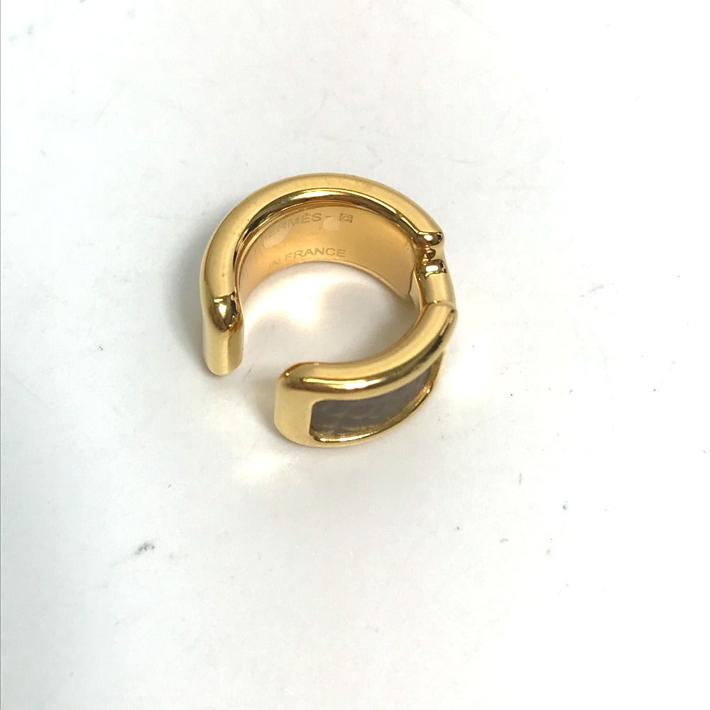 HERMES Earring Gold Plated , Epsom gold Olympe Ear Cuff PM Women Used Authentic