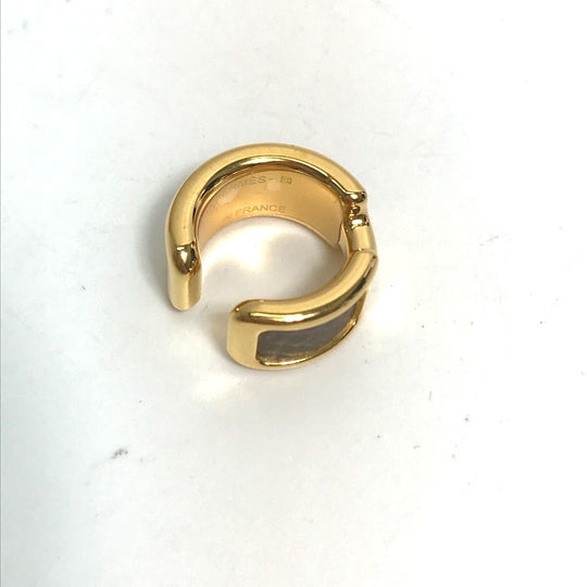 HERMES Earring Gold Plated , Epsom gold Olympe Ear Cuff PM Women Used Authentic