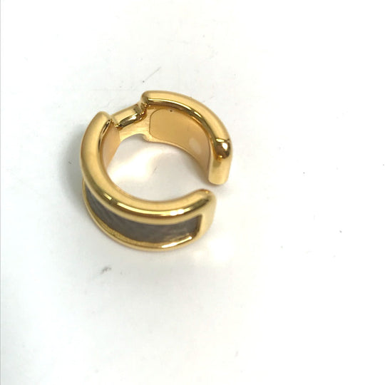 HERMES Earring Gold Plated , Epsom gold Olympe Ear Cuff PM Women Used Authentic