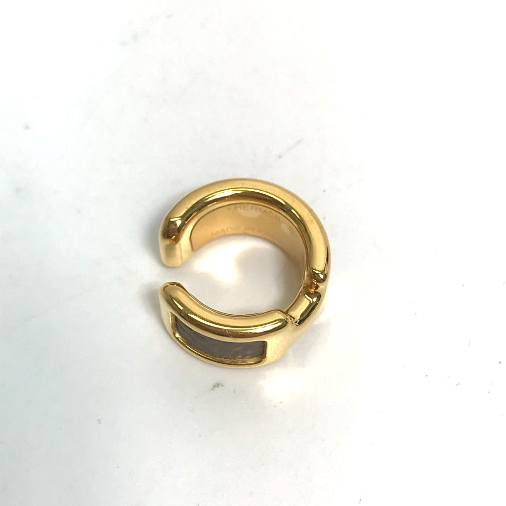 HERMES Earring Gold Plated , Epsom gold Olympe Ear Cuff PM Women Used Authentic