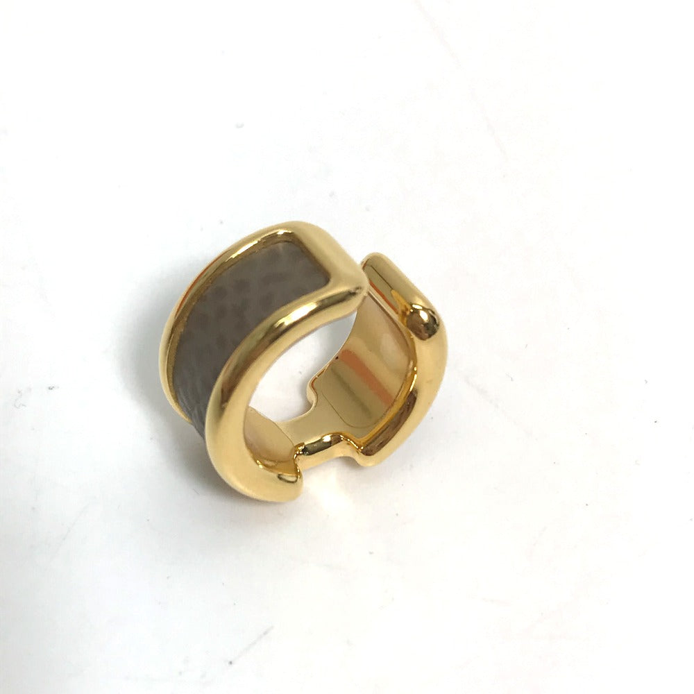 HERMES Earring Gold Plated , Epsom gold Olympe Ear Cuff PM Women Used Authentic