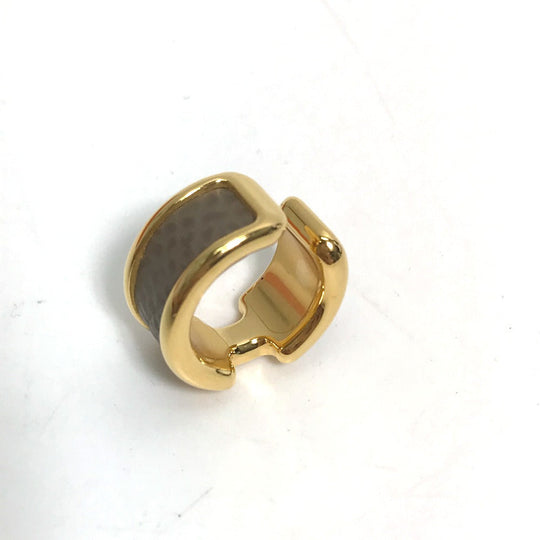 HERMES Earring Gold Plated , Epsom gold Olympe Ear Cuff PM Women Used Authentic