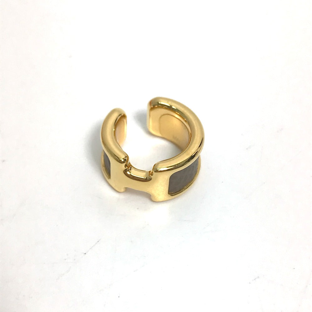 HERMES Earring Gold Plated , Epsom gold Olympe Ear Cuff PM Women Used Authentic
