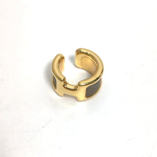 HERMES Earring Gold Plated , Epsom gold Olympe Ear Cuff PM Women Used Authentic