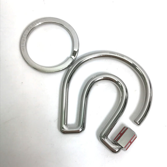 HERMES Key ring metal Silver feuille a cheval unisex(Unisex) Used Authentic
