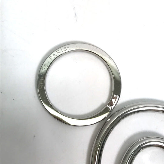 HERMES Key ring metal Silver feuille a cheval unisex(Unisex) Used Authentic