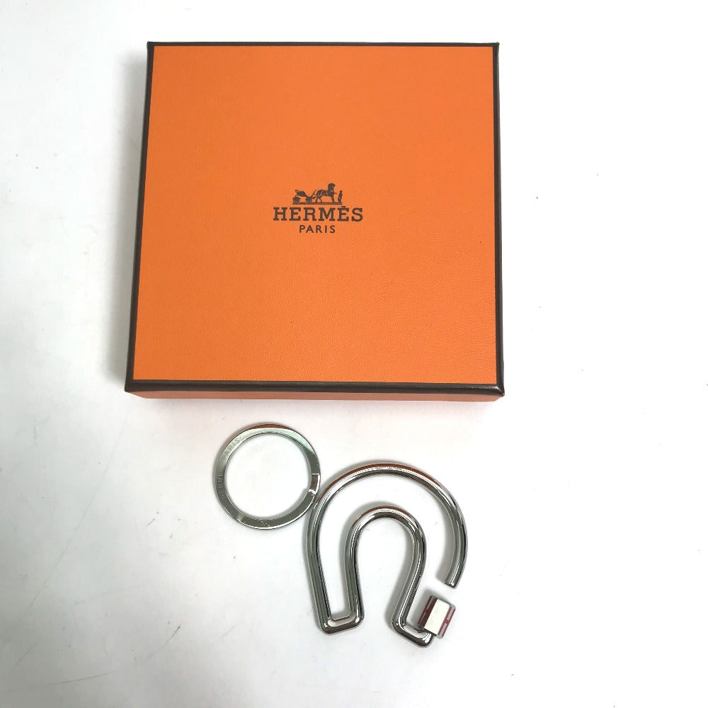 HERMES Key ring metal Silver feuille a cheval unisex(Unisex) Used Authentic