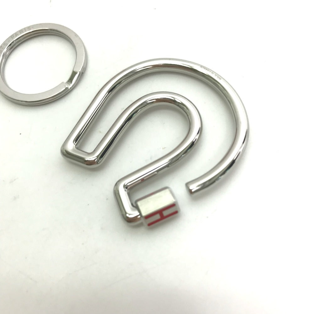 HERMES Key ring metal Silver feuille a cheval unisex(Unisex) Used Authentic