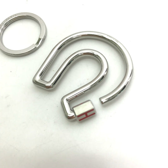 HERMES Key ring metal Silver feuille a cheval unisex(Unisex) Used Authentic