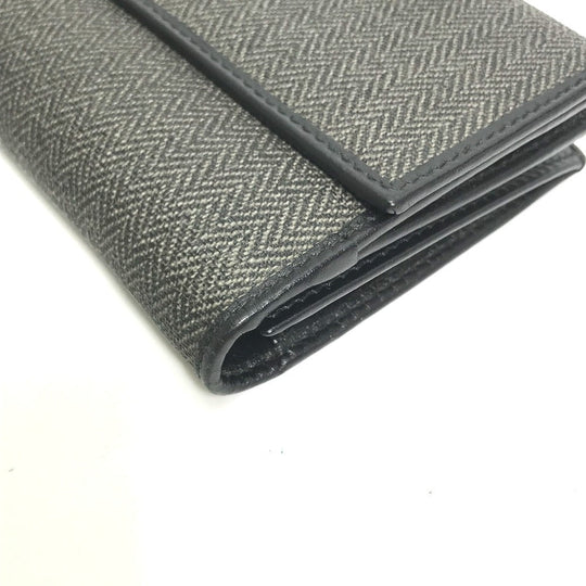 BVLGARI Long Wallet Purse 33385 PVC leather gray W Hook Wallet  logo Women Used Authentic
