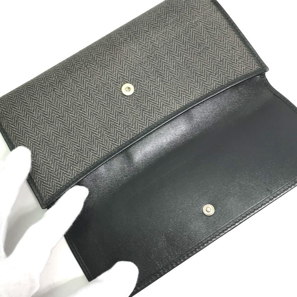 BVLGARI Long Wallet Purse 33385 PVC leather gray W Hook Wallet  logo Women Used Authentic