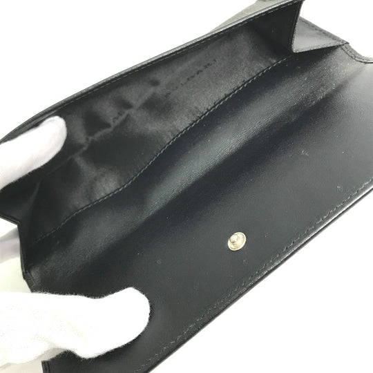 BVLGARI Long Wallet Purse 33385 PVC leather gray W Hook Wallet  logo Women Used Authentic