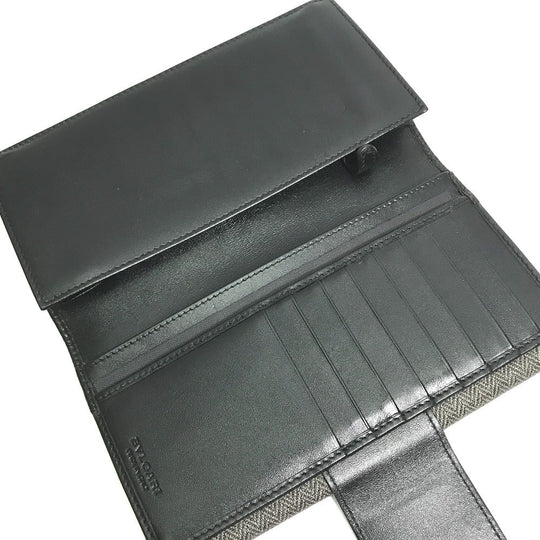 BVLGARI Long Wallet Purse 33385 PVC leather gray W Hook Wallet  logo Women Used Authentic