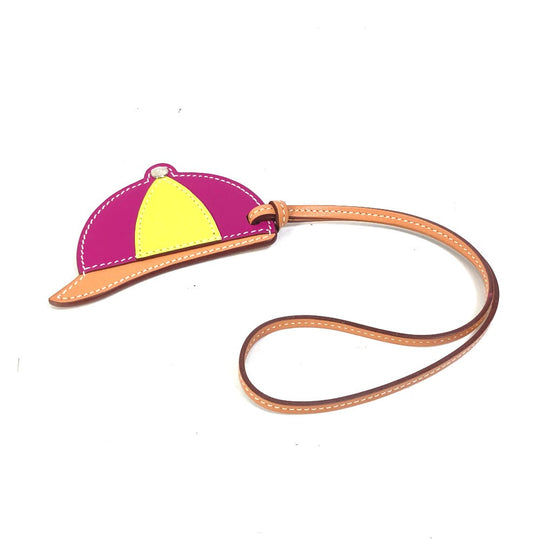 HERMES Bag charm leather purple paddock bombay charm Women Used Authentic