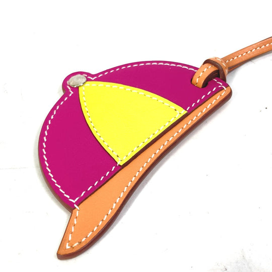 HERMES Bag charm leather purple paddock bombay charm Women Used Authentic