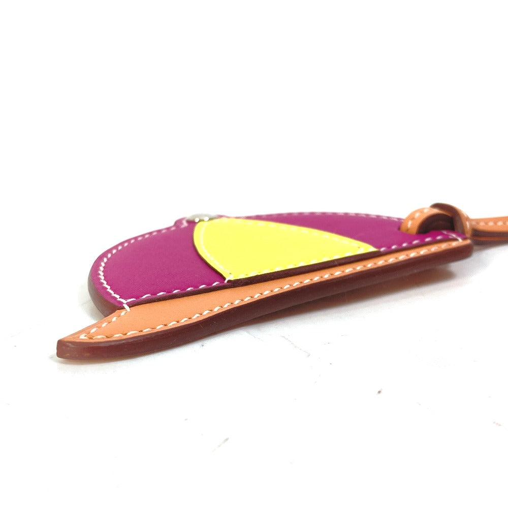 HERMES Bag charm leather purple paddock bombay charm Women Used Authentic