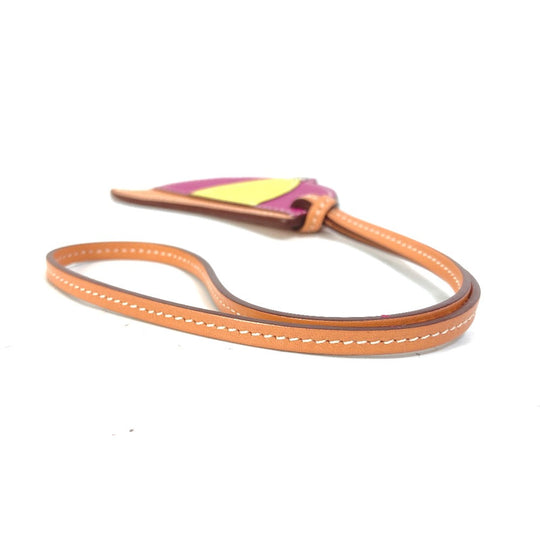 HERMES Bag charm leather purple paddock bombay charm Women Used Authentic