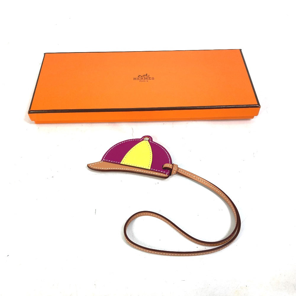 HERMES Bag charm leather purple paddock bombay charm Women Used Authentic
