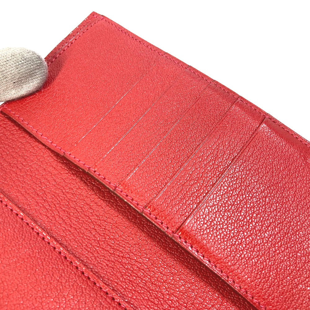 HERMES Trifold wallet Shave Red Kelly wallet medium Women Used Authentic