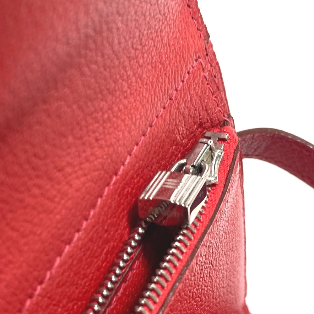 HERMES Trifold wallet Shave Red Kelly wallet medium Women Used Authentic
