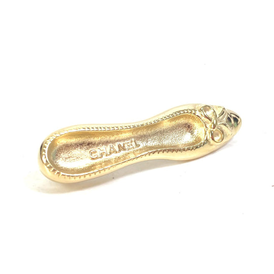 CHANEL Brooch Gold Plated gold pumps motif Pin Brooch Women Used Authentic