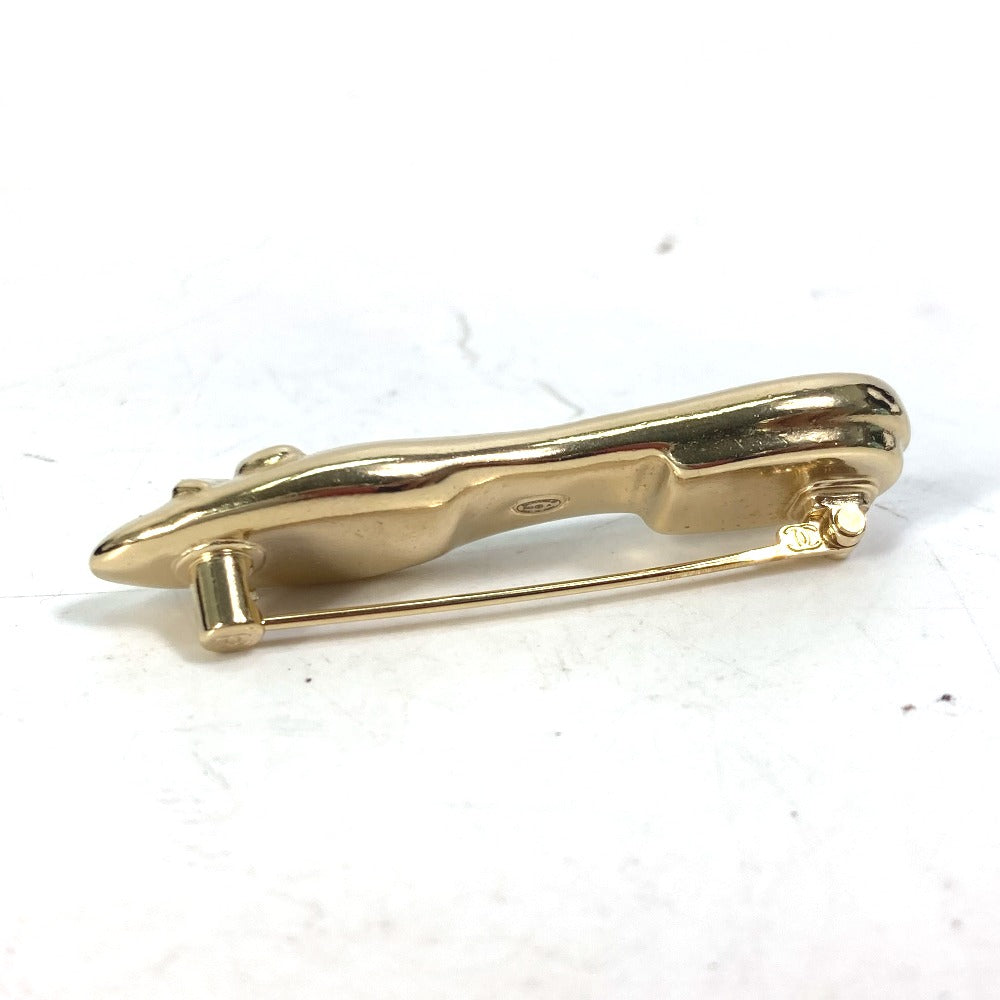 CHANEL Brooch Gold Plated gold pumps motif Pin Brooch Women Used Authentic