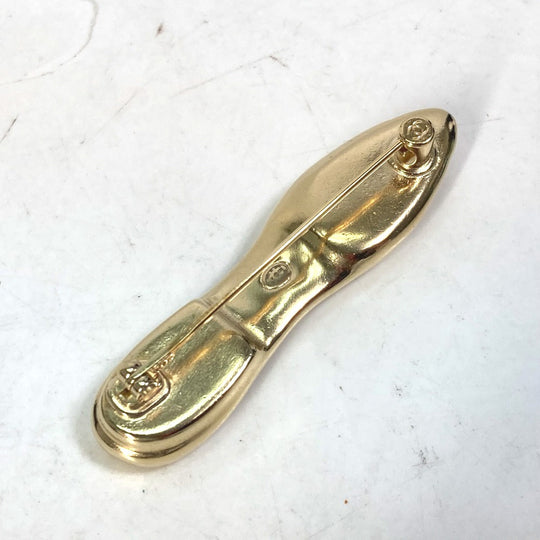 CHANEL Brooch Gold Plated gold pumps motif Pin Brooch Women Used Authentic