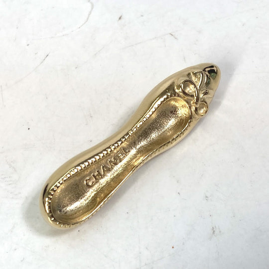 CHANEL Brooch Gold Plated gold pumps motif Pin Brooch Women Used Authentic