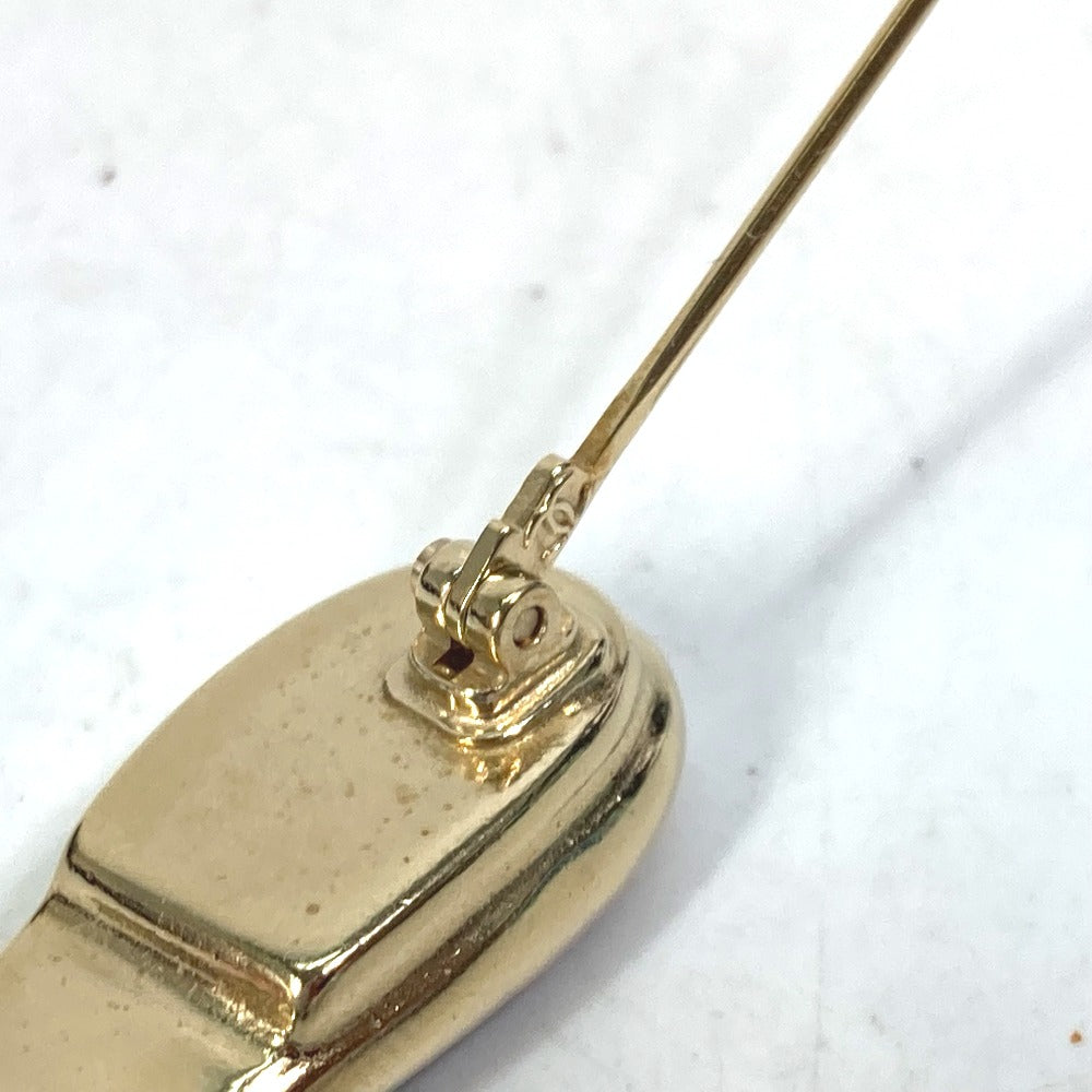 CHANEL Brooch Gold Plated gold pumps motif Pin Brooch Women Used Authentic